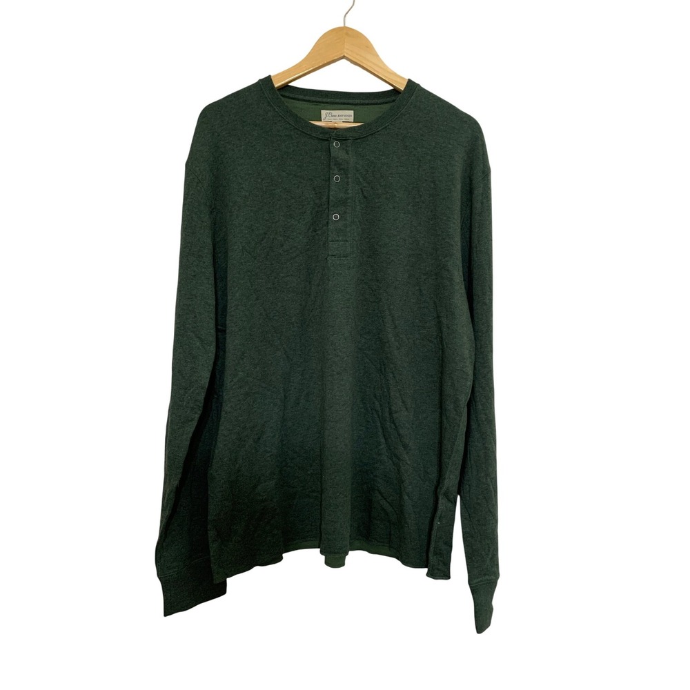 J Crew Knit Goods Men's Dark Green Long Sleeve Henley Shirt XL